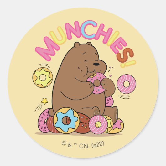 Wir Bare Bars - Grizz Donut Munchies! Runder Aufkleber (Vorderseite)
