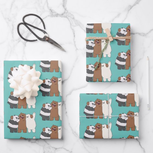 Wir Bare Bears Group Hug Geschenkpapier Set (Vorderseite)