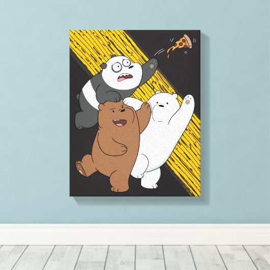 Wir Bare Bears - Letzte Pizza Slice Leinwanddruck (Insitu (Holzboden))