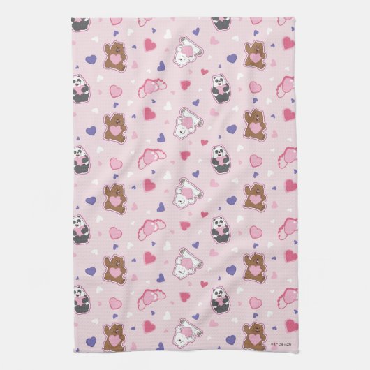 Wir Bare Bears - Valentinisches Herzmuster Geschirrtuch (Vertikal)