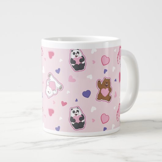 Wir Bare Bears - Valentinisches Herzmuster Jumbo-Tasse (Vorderseite Rechts)