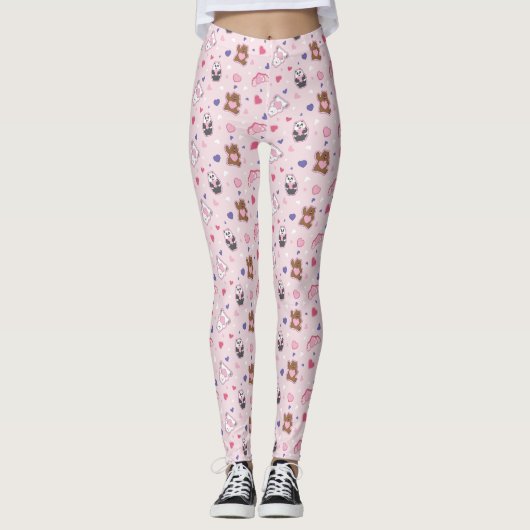 Wir Bare Bears - Valentinisches Herzmuster Leggings (Vorderseite)