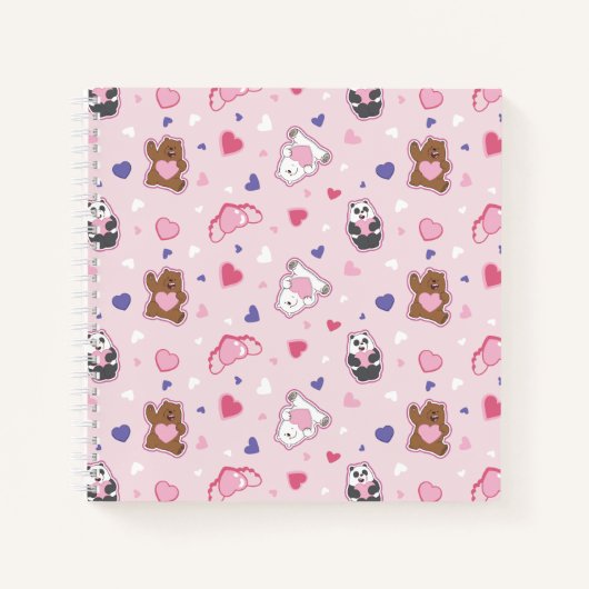 Wir Bare Bears - Valentinisches Herzmuster Notizblock (Vorderseite)