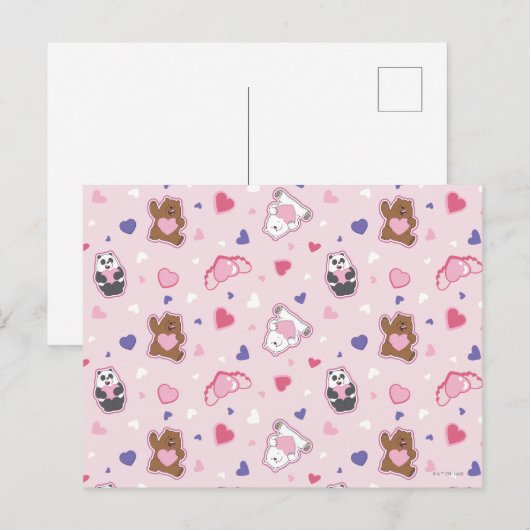 Wir Bare Bears - Valentinisches Herzmuster Postkarte (Vorne/Hinten)