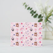 Wir Bare Bears - Valentinisches Herzmuster Postkarte (Stehend Vorderseite)