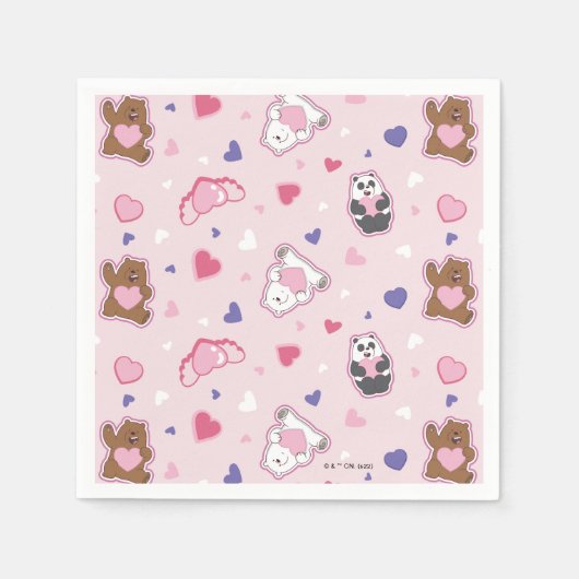 Wir Bare Bears - Valentinisches Herzmuster Serviette (Vorderseite)