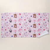 Wir Bare Bears - Valentinisches Herzmuster Strandtuch (Vorderseite)