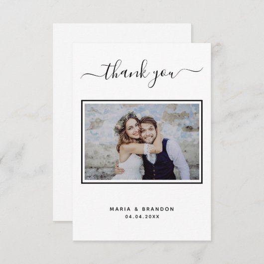 Wir bedanken uns bei Ihnen für Schwarz-weißes Typo Dankeskarte (Vorne/Hinten)