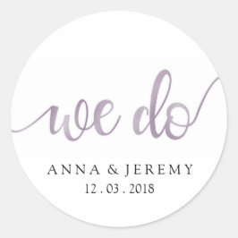 Wir bedanken uns bei Ihnen Lila Hochzeitsticker Runder Aufkleber