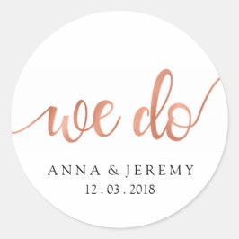 Wir bedanken uns bei Ihnen Rose Gold Wedding Stick Runder Aufkleber
