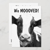 Wir beförderten MOOO Kuhhousewarming-Party Einladung (Vorne/Hinten)