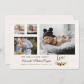 Wir begrüßen die Geburtserklärung von Liebe Foto Einladung (Vorne/Hinten)