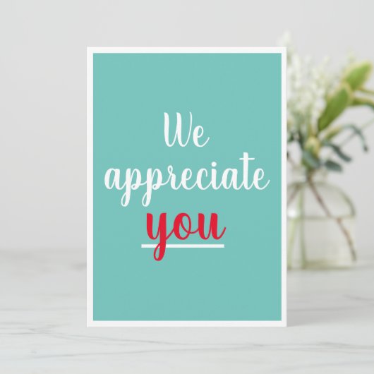 Wir begrüßen Sie nette Geste Dankeschön Aquamarin Dankeskarte (Stehend Vorderseite)