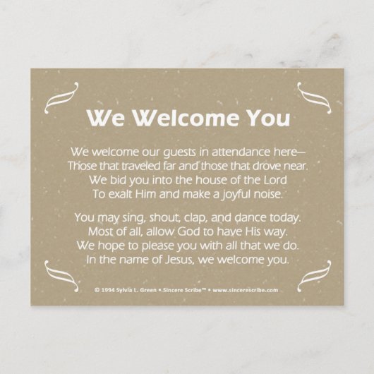 Wir begrüßen Sie Postkarte (Vorderseite)