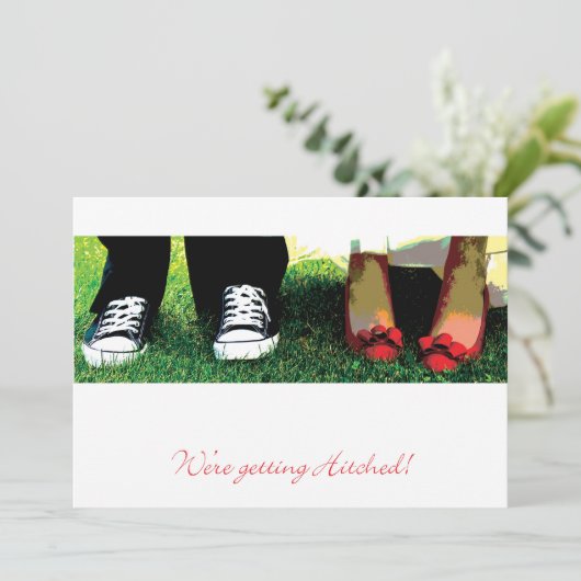 Wir bekommen Hitched Invite Einladung (Stehend Vorderseite)