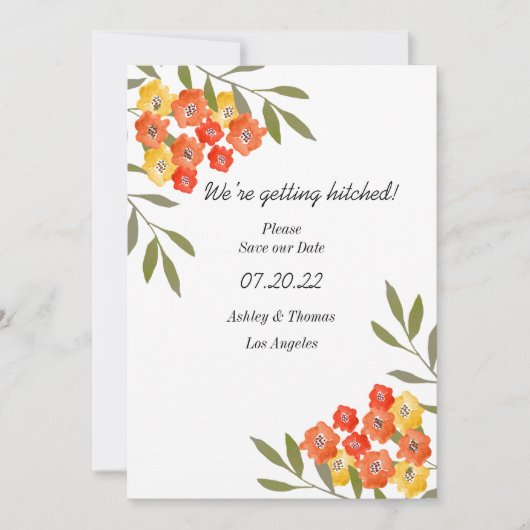 Wir bekommen maßgeschneiderte Herbstfarben Save The Date (Vorderseite)