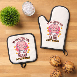 Wir bekommen unser Pelzbaby als Haustier. Ofenhandschuh & Topflappen-Set