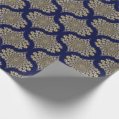 Wir beobachten Sie Navy und Gold Retro Ogee Geschenkpapier (Ecke)