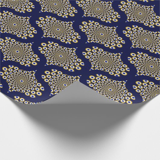 Wir beobachten Sie Navy und Gold Retro Ogee Geschenkpapier (Ecke)