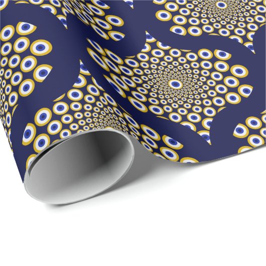 Wir beobachten Sie Navy und Gold Retro Ogee Geschenkpapier (Rolleneckpunkt)