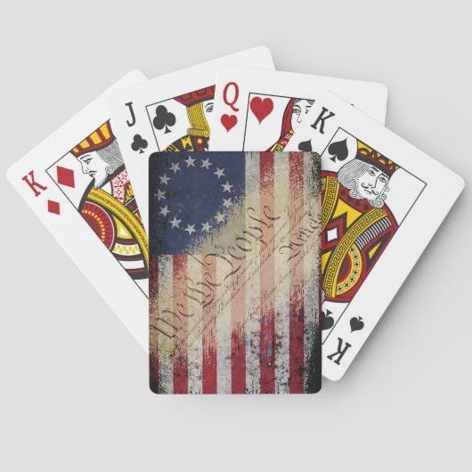 Wir Betsy Ross Vintage amerikanische Flagge Spielkarten (Rückseite)