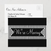Wir bewegen Black Striped Notification Postcards Ankündigungspostkarte (Vorne/Hinten)