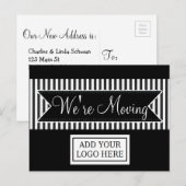 Wir bewegen Black Striped Notification Postcards Ankündigungspostkarte (Vorne/Hinten)