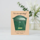 Wir bewegen den benutzerdefinierten grünen Mailbox Postkarte (Stehend Vorderseite)