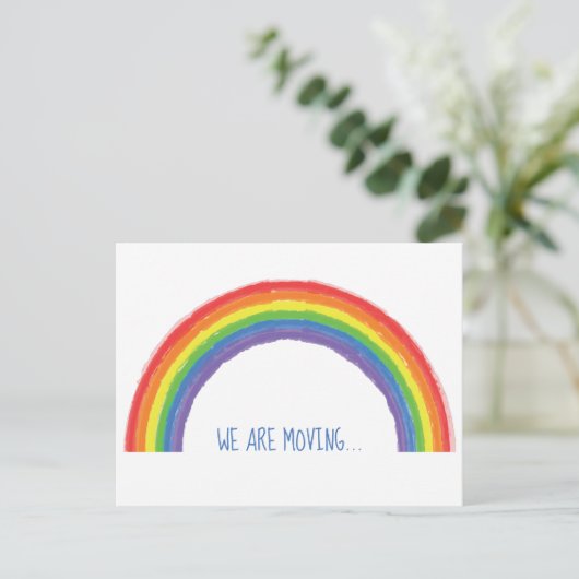 Wir bewegen den Regenbogenwechsel in der Adressver Postkarte (Stehend Vorderseite)