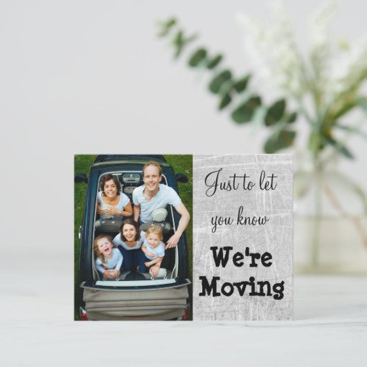 Wir bewegen graues Foto neue Adresskarten Ankündigungspostkarte (Stehend Vorderseite)