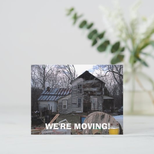 "WIR BEWEGEN KARTEN" ANKÜNDIGUNGSPOSTKARTE (Stehend Vorderseite)