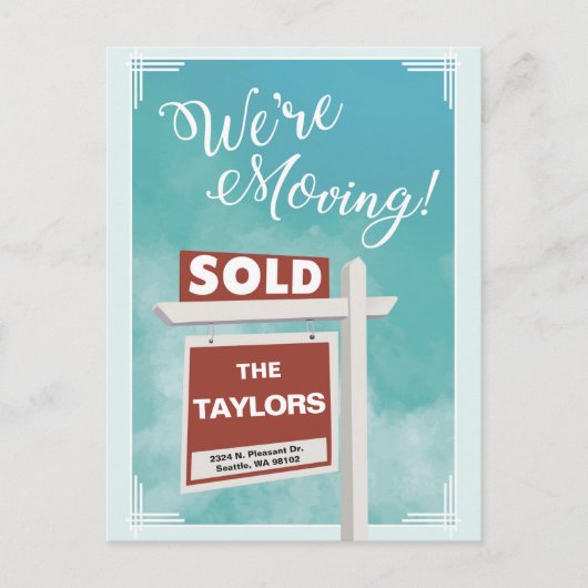 Wir bewegen Umzugsankündigung Postkarte (Vorderseite)