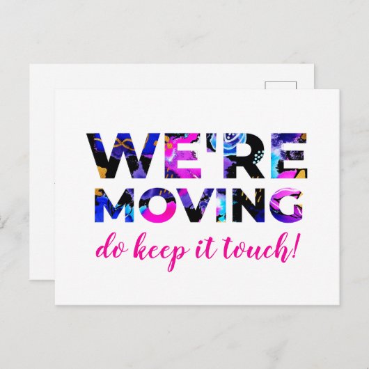 Wir bewegen uns Abstrakte Ankündigung in Blue Pink (Vorne/Hinten)