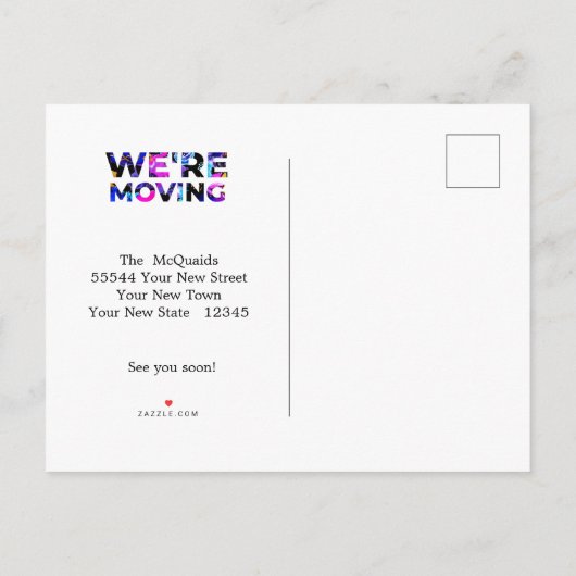 Wir bewegen uns Abstrakte Ankündigung in Blue Pink (Rückseite)