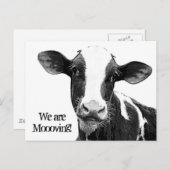 Wir bewegen uns! Änderung der Anschrift Kuh Ankündigungspostkarte (Vorne/Hinten)