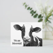 Wir bewegen uns! Änderung der Anschrift Kuh Ankündigungspostkarte (Stehend Vorderseite)