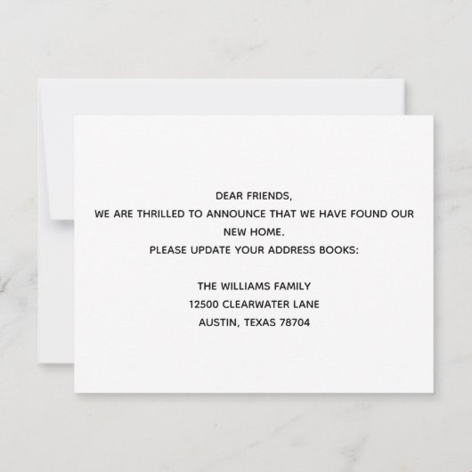 Wir bewegen uns auf einfache, moderne Adressenände Karte (Rückseite)