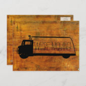 Wir bewegen uns rückwärts und bewegen Van Old Wood Ankündigungspostkarte (Vorne/Hinten)