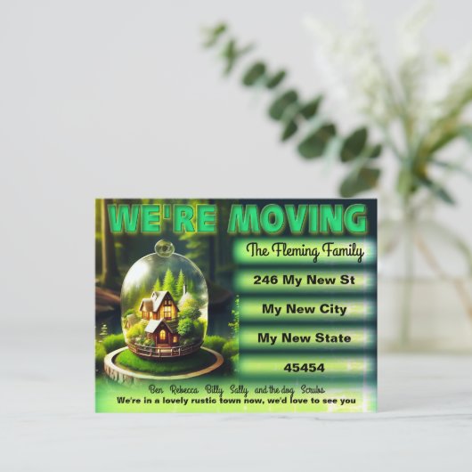 Wir bewegen uns, rustikale Glaskuppel bedecken Pos Postkarte (Stehend Vorderseite)