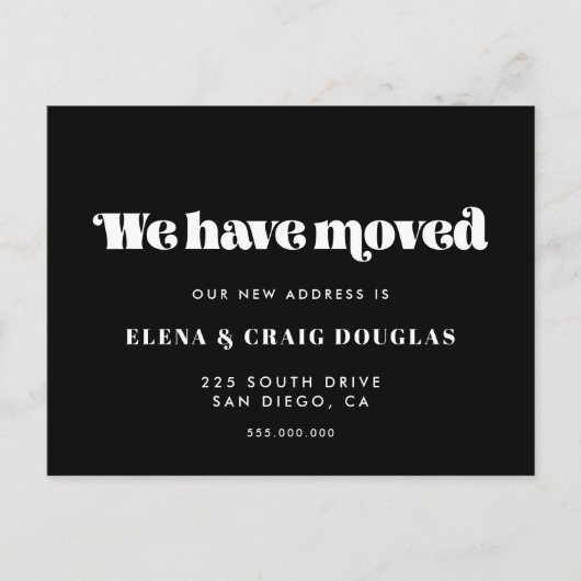 Wir bewegen uns Vintag Ankündigungspostkarte (Vorderseite)