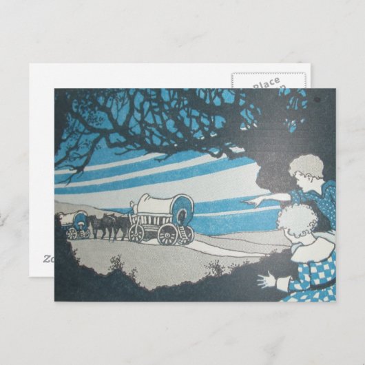 WIR BEWEGEN Western Pferdewagen Postkarte (Vorne/Hinten)