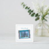 Wir bewegten Blue Window Blooming Blume Box Custom Quadratische Visitenkarte (Stehend Vorderseite)