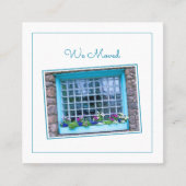 Wir bewegten Blue Window Blooming Blume Box Custom Quadratische Visitenkarte (Vorderseite)