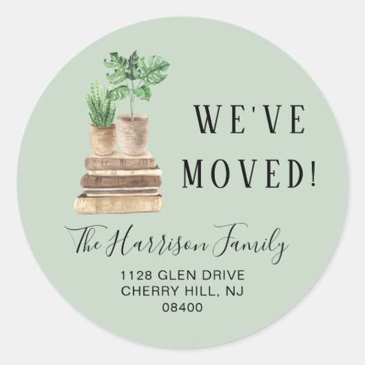 Wir bewegten Boho Pflanze, die Grün Rücksendeadres Runder Aufkleber (Vorderseite)