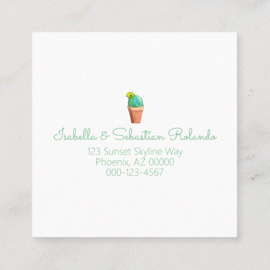 Wir bewegten gelbe Türen südwestlich gepolsterter Quadratische Visitenkarte (Rückseite)