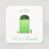 Wir bewegten grüne Türen südwestlich gepolsterter Quadratische Visitenkarte (Vorderseite)