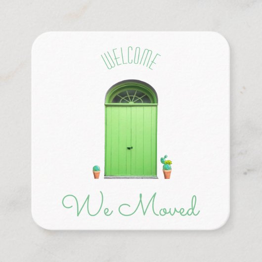 Wir bewegten grüne Türen südwestlich gepolsterter Quadratische Visitenkarte (Vorderseite)