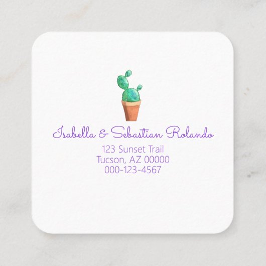 Wir bewegten Lila Tore südwestlich gepotteter Kakt Quadratische Visitenkarte (Rückseite)
