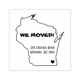 WIR BEWEGTEN NEUE ADRESSE KENOSHA WISCONSIN GUMMISTEMPEL