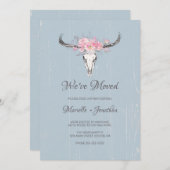 Wir bewegten neue Adresse Rustikale Kuh Schädelblü Ankündigung (Vorne/Hinten)